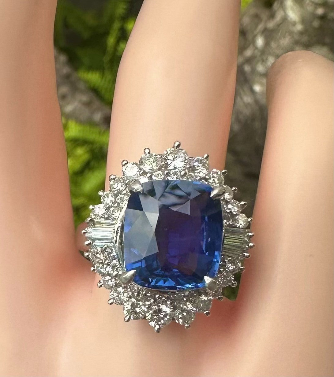 Unheated 6.00ct Blue Sapphire No Heat Platinum & Diamond Ring AIGS - Stunning!