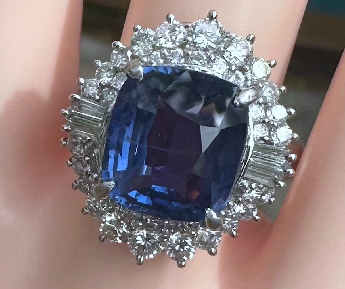 Unheated 6.00ct Blue Sapphire No Heat Platinum & Diamond Ring AIGS - Stunning!