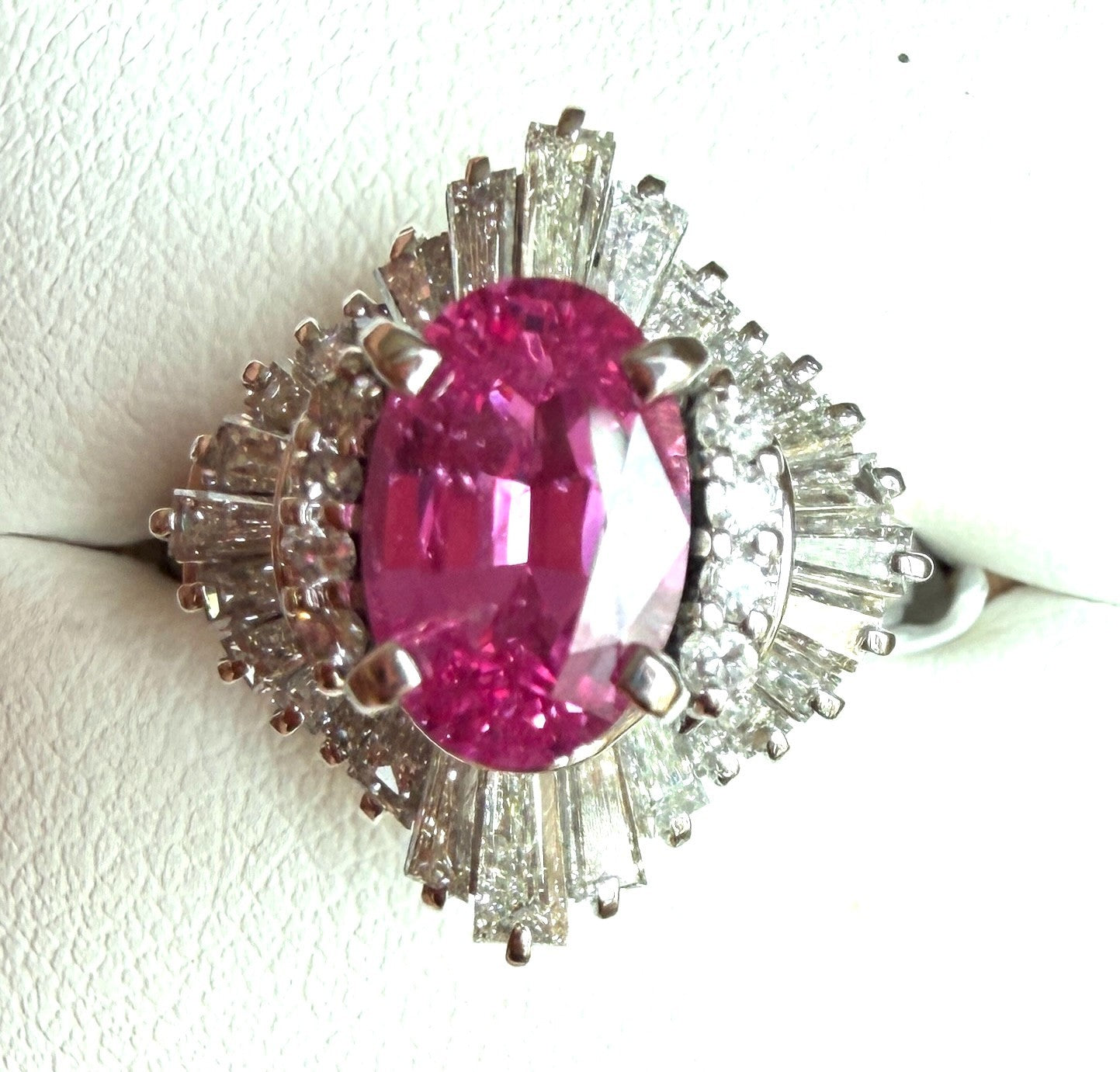 A Stunning 2.44ct Fuschia Pink Sapphire & Diamond Ring