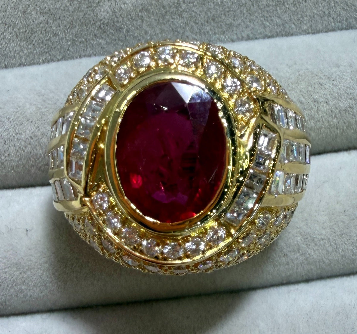 A Magnificent 4.16ct Thai Ruby & Diamond Platinum Mens Ring