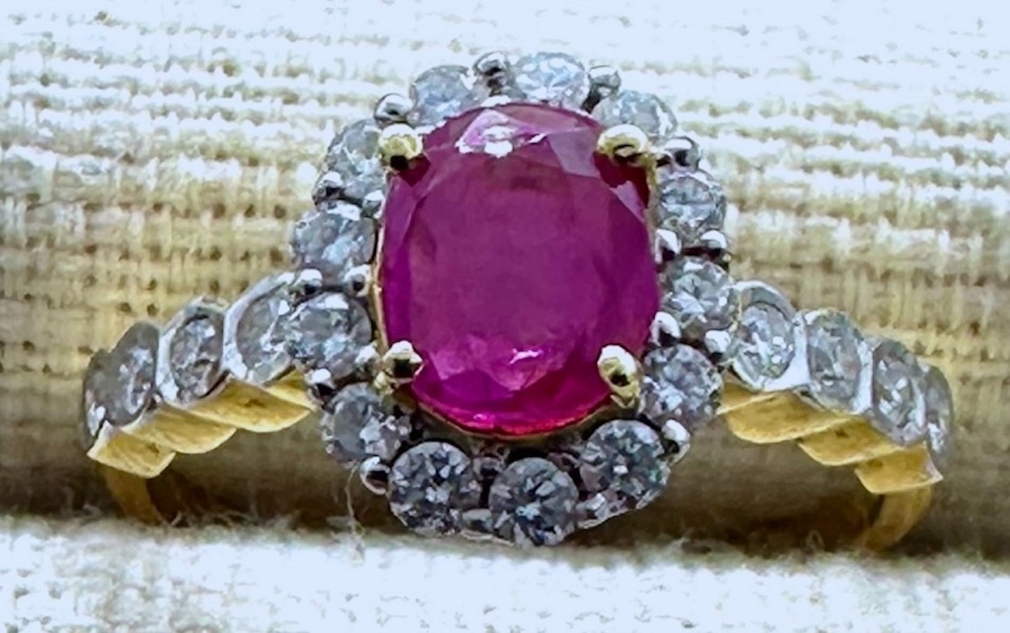 An Exquisite Unheated No Heat 1.02ct Burma Ruby & Diamond 18k Ring