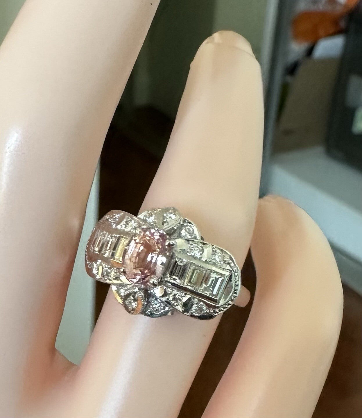 Unheated 1.23ct Padparadscha Sapphire & Diamond Ring GIA - Extraordinary!