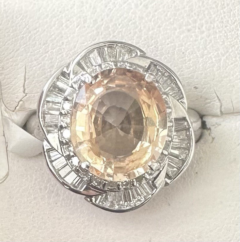 A Magnificent No Heat Unheated 4.71ct Padparadscha Sapphire Ring & AIGS Cert