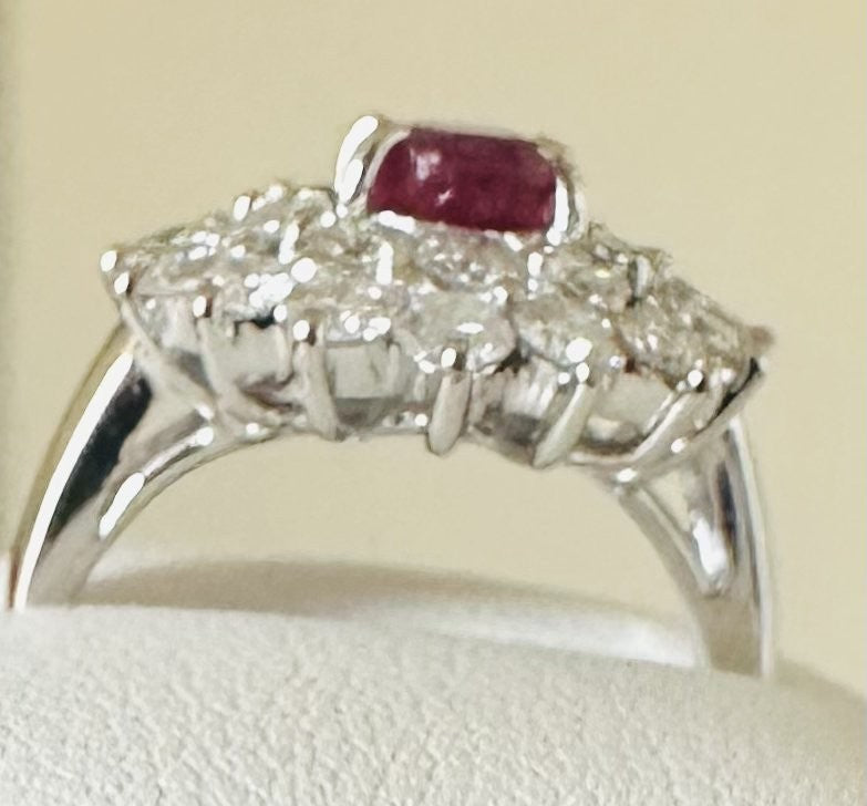 A Magnificent Unheated Burma 1.36ct Pigeon’s Blood Ruby & Diamond Ring GRS
