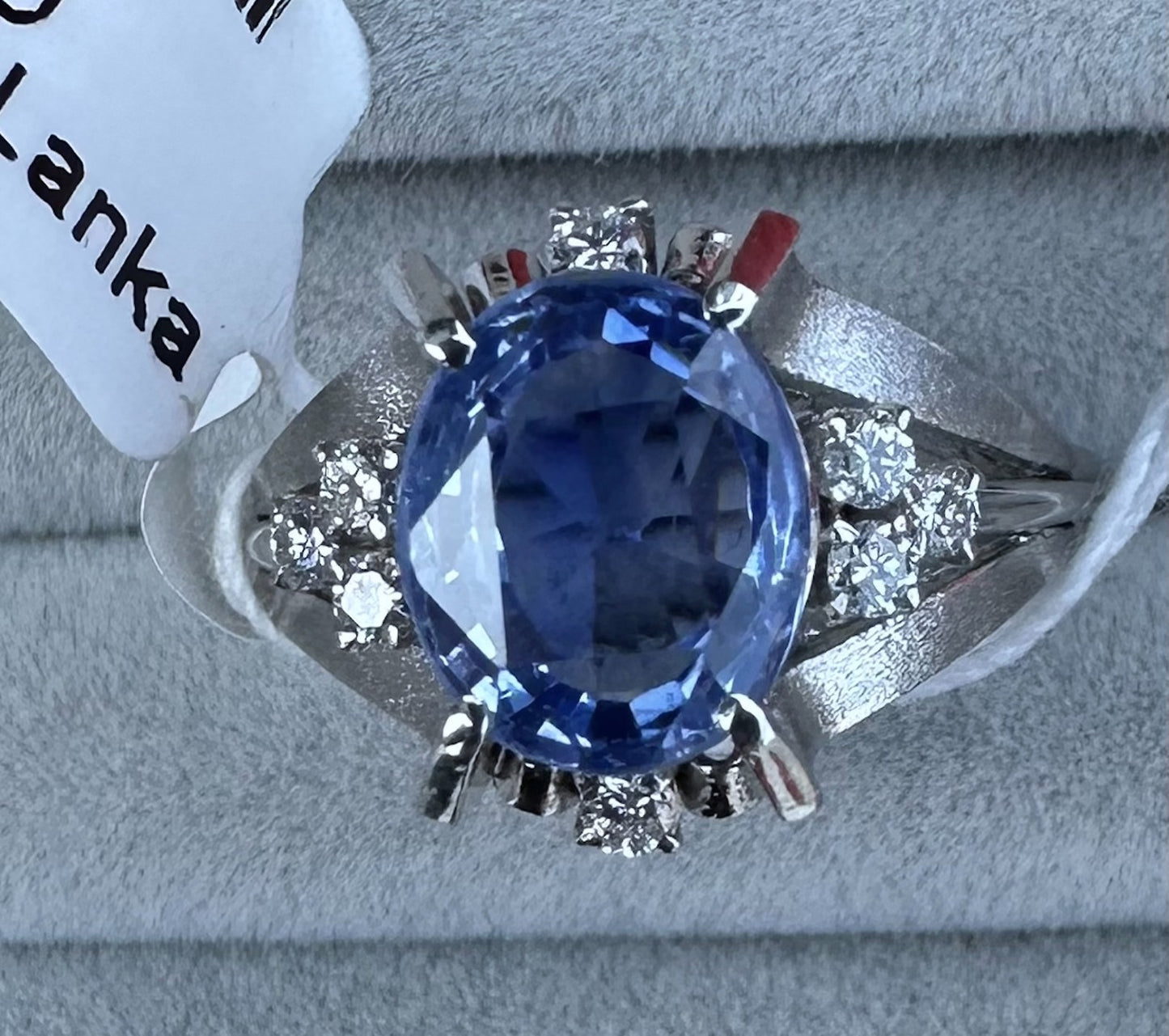 Sensational Unheated 2.91ct Blue Sapphire Platinum & Diamond Ring