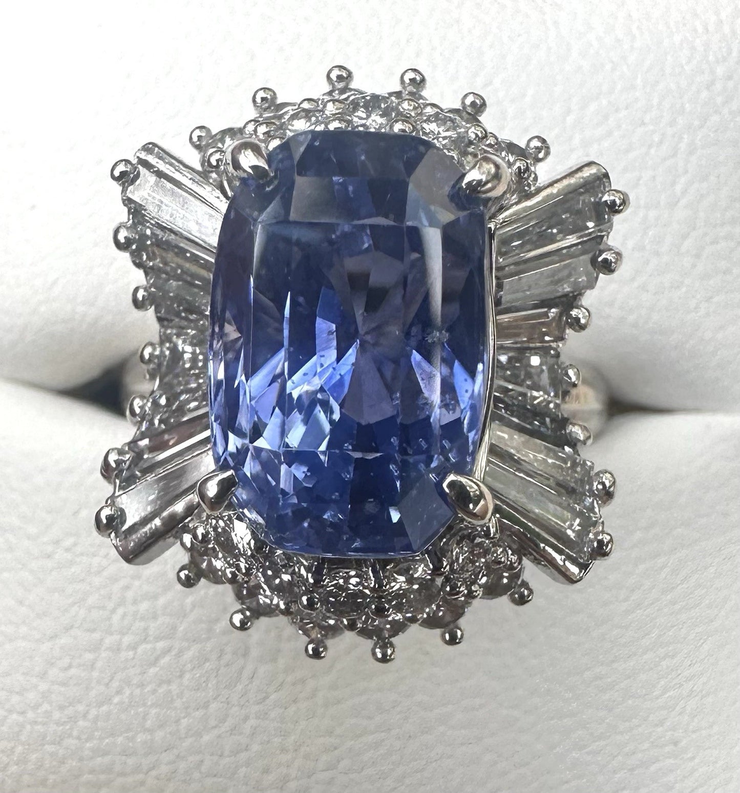 Unheated 7.38ct Blue Sapphire No Heat 18k & Diamond Ring & Cert - Stunning!