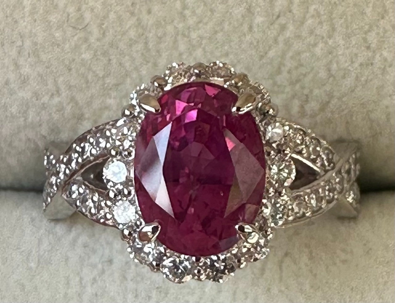 Unheated 3.07ct Burma Pink Sapphire No Heat & Diamond Ring Lotus Certificate