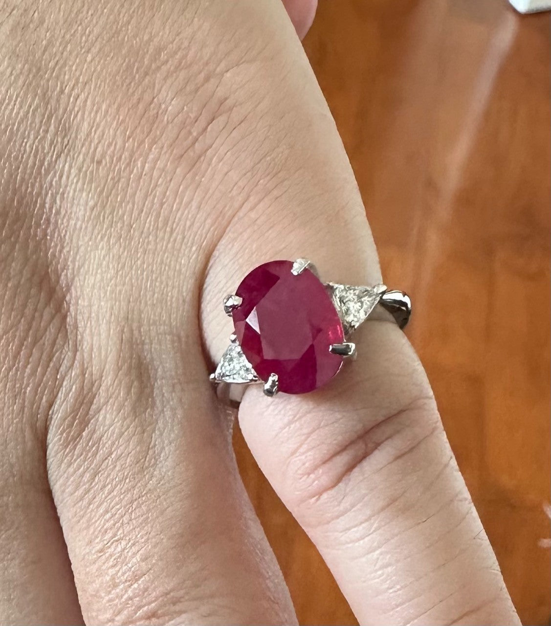 4.95ct Burma Ruby & Diamond Platinum Ring + Certificate