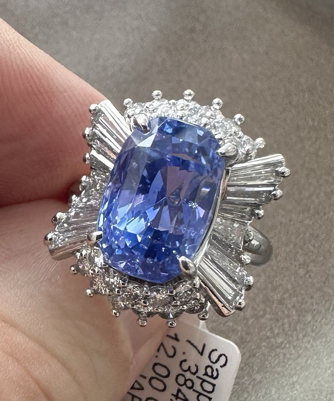 Unheated 7.38ct Blue Sapphire No Heat 18k & Diamond Ring & Cert - Stunning!