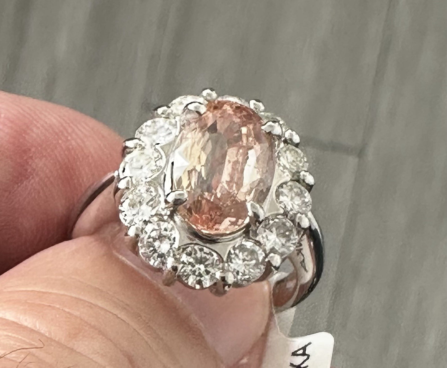 An Extraordinary Unheated 3.91ct Padparadscha Sapphire & Diamond Ring GIA