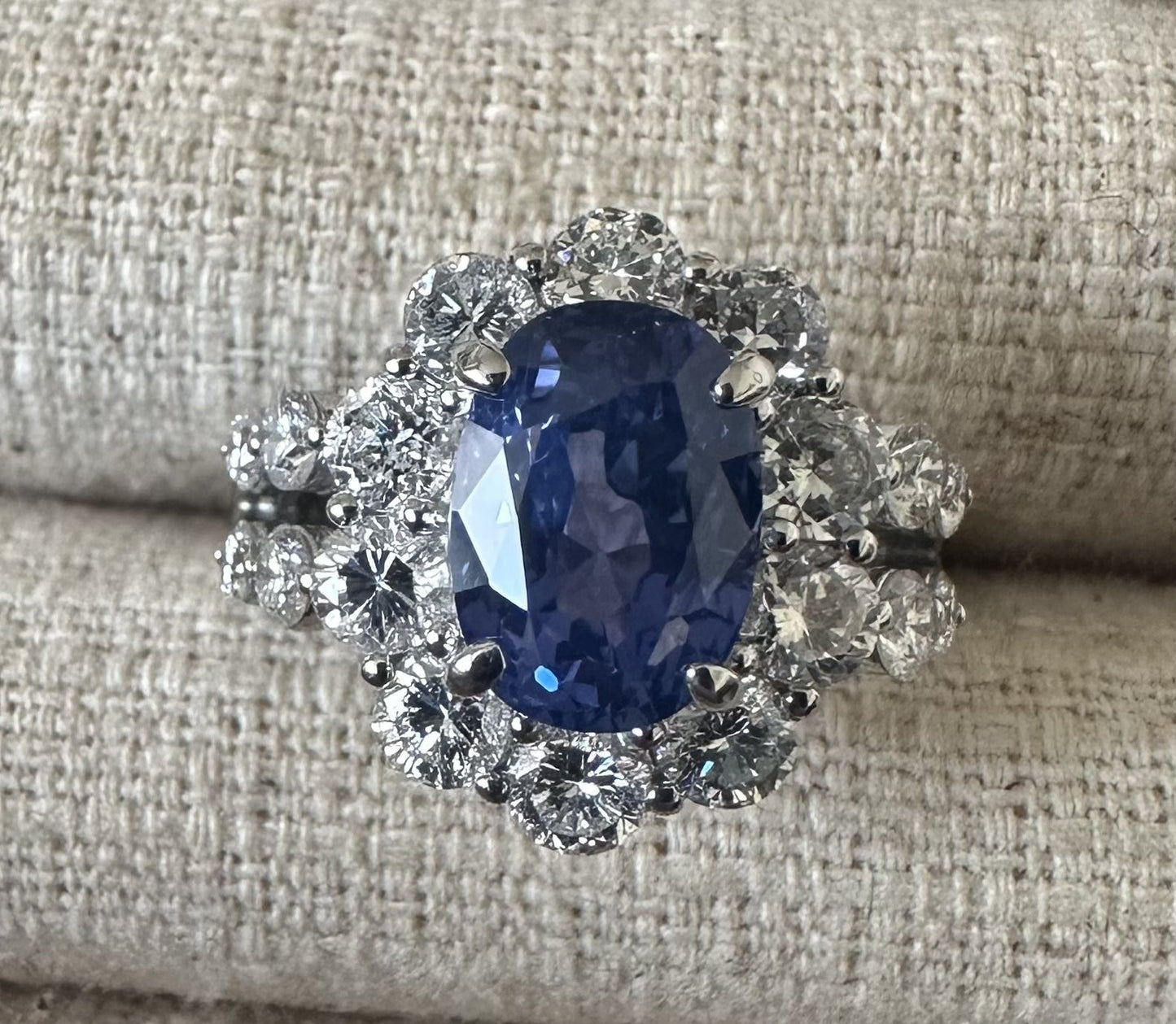 Unheated 4.69ct Blue Sapphire No Heat 18k & Diamond Ring AIGS - Stunning!