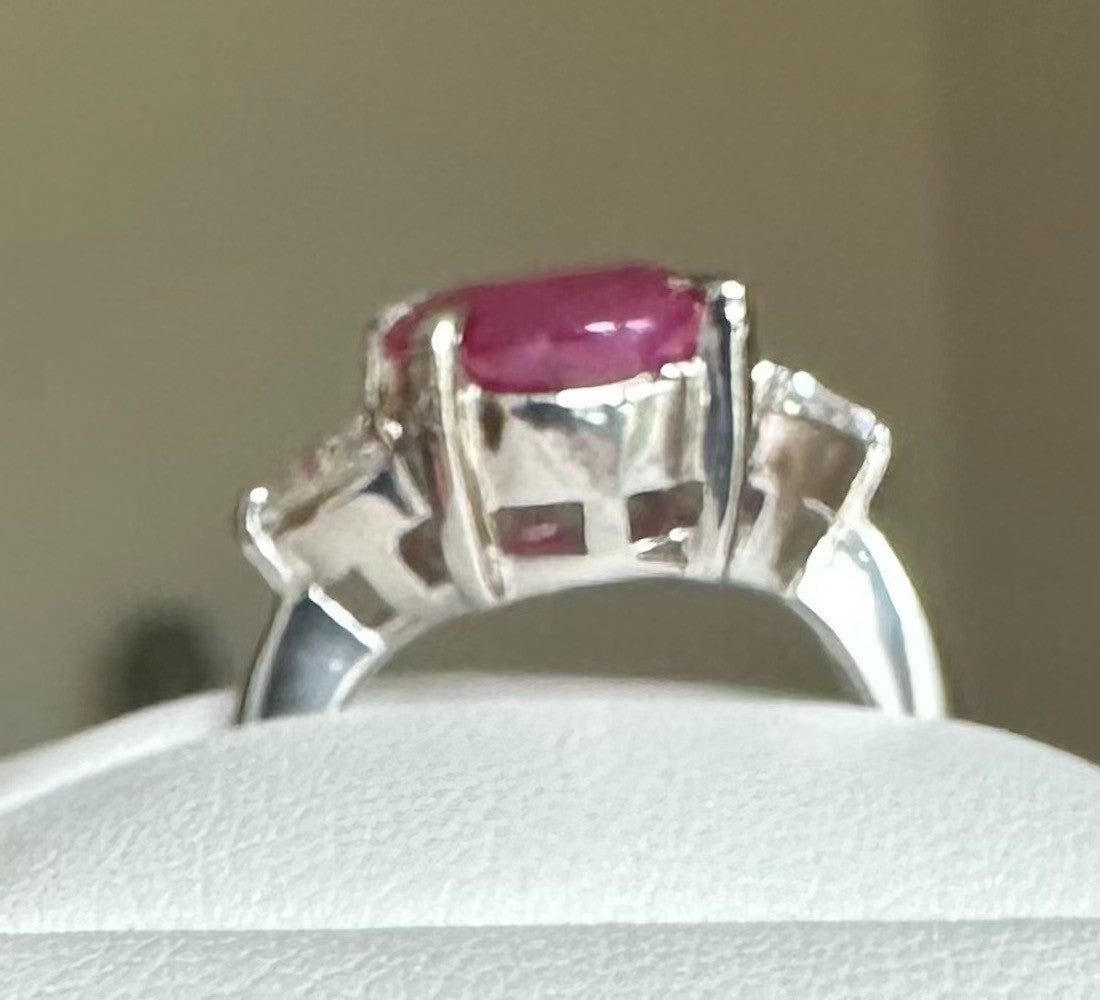 4.95ct Burma Ruby & Diamond Platinum Ring + Certificate