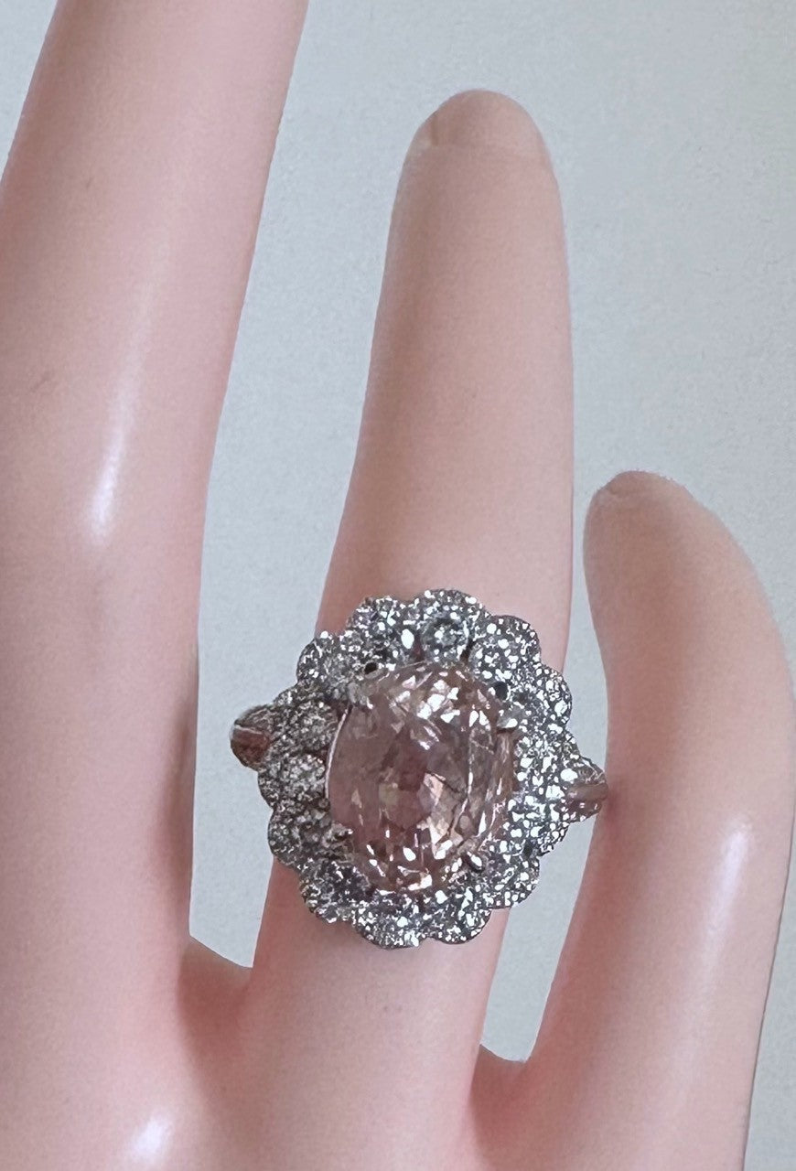 Unheated 9.78ct Padparadscha Sapphire No Heat Ring AIGS Cert- Impressive!