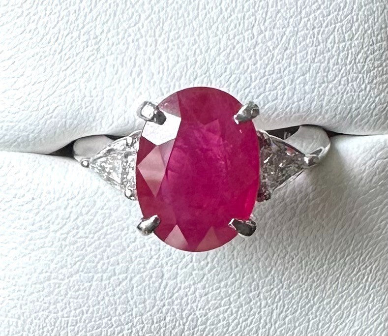 4.95ct Burma Ruby & Diamond Platinum Ring + Certificate