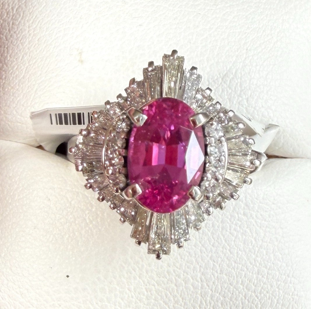 A Stunning 2.44ct Fuschia Pink Sapphire & Diamond Ring