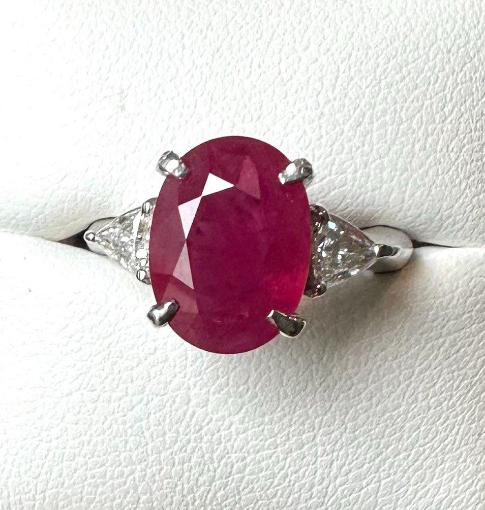 4.95ct Burma Ruby & Diamond Platinum Ring + Certificate