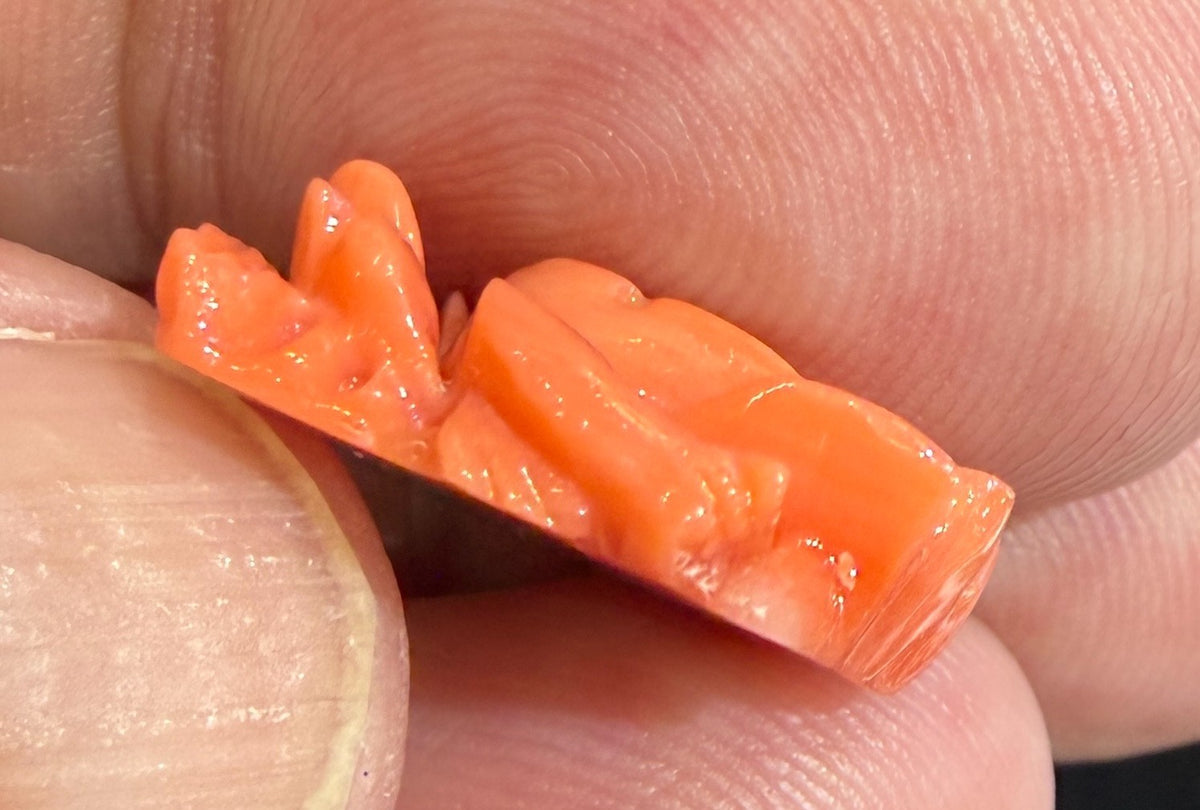 A Stunning Carved Red Coral Rose