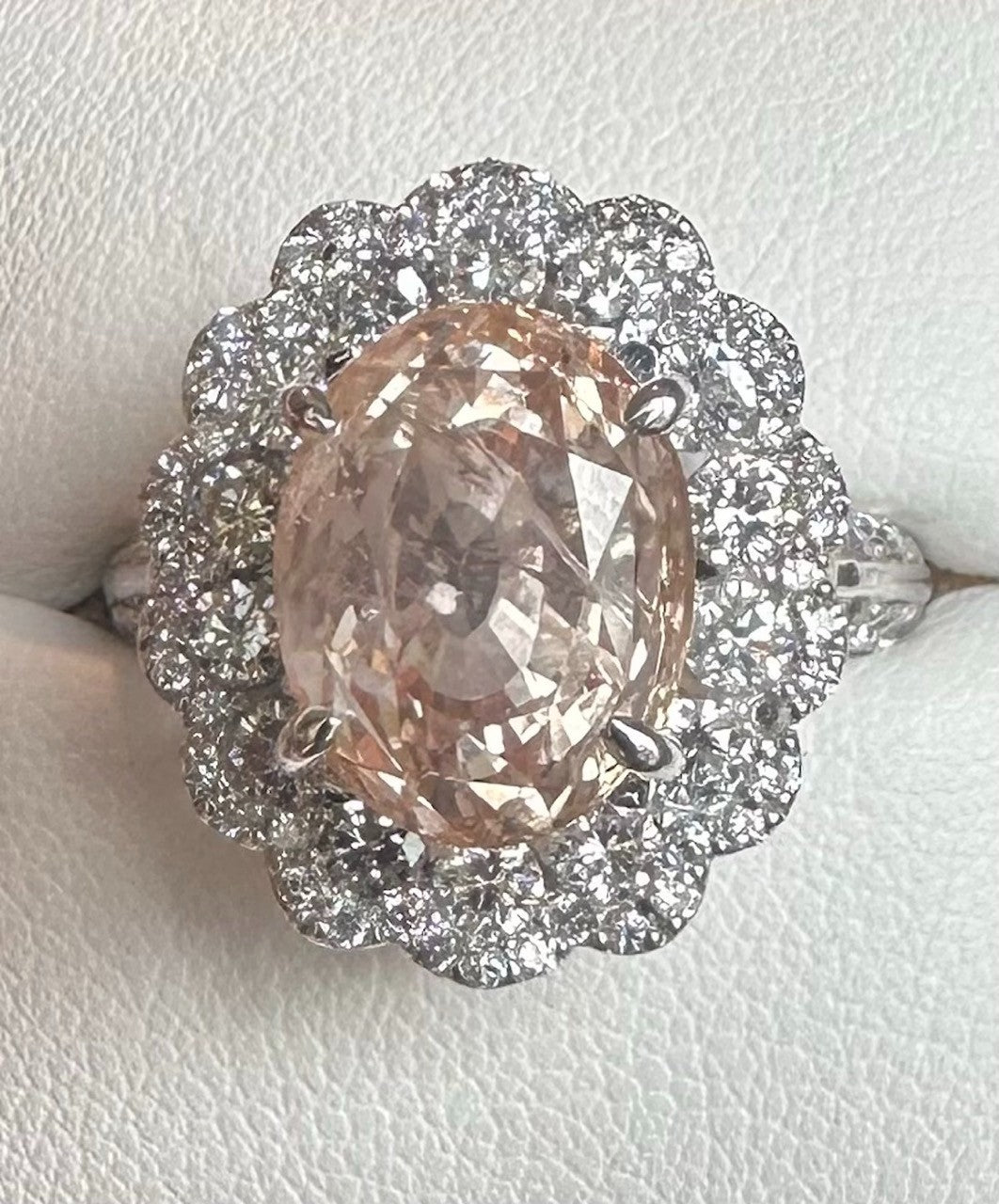 Unheated 9.78ct Padparadscha Sapphire No Heat Ring AIGS Cert- Impressive!