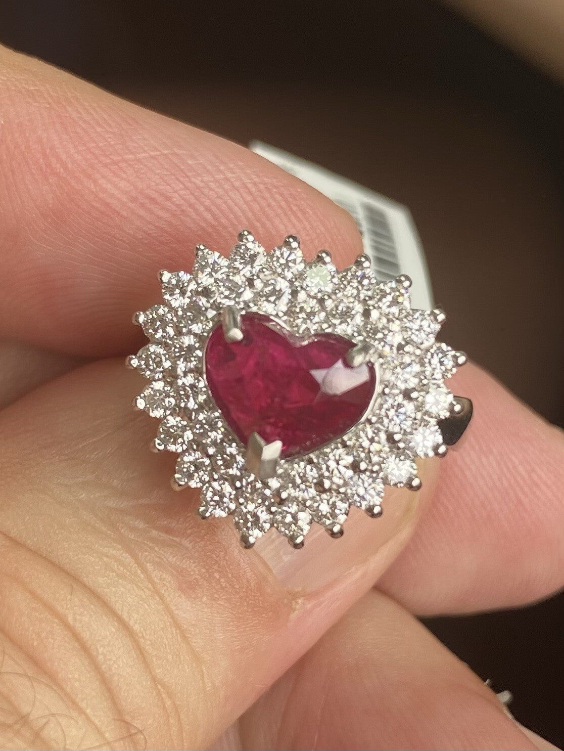 Unheated 2.09ct Burma Ruby & Diamond Platinum Ring + Certificate