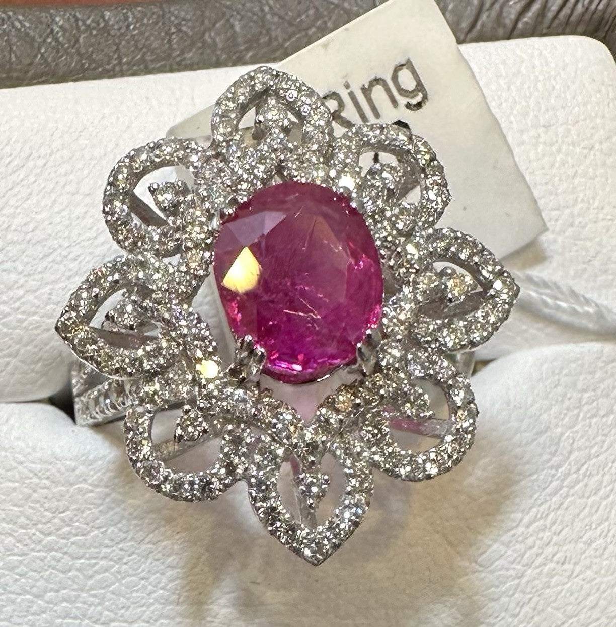 Beautiful Unheated No Heat 1.92ct Burma Ruby & Diamond Ring AIGS