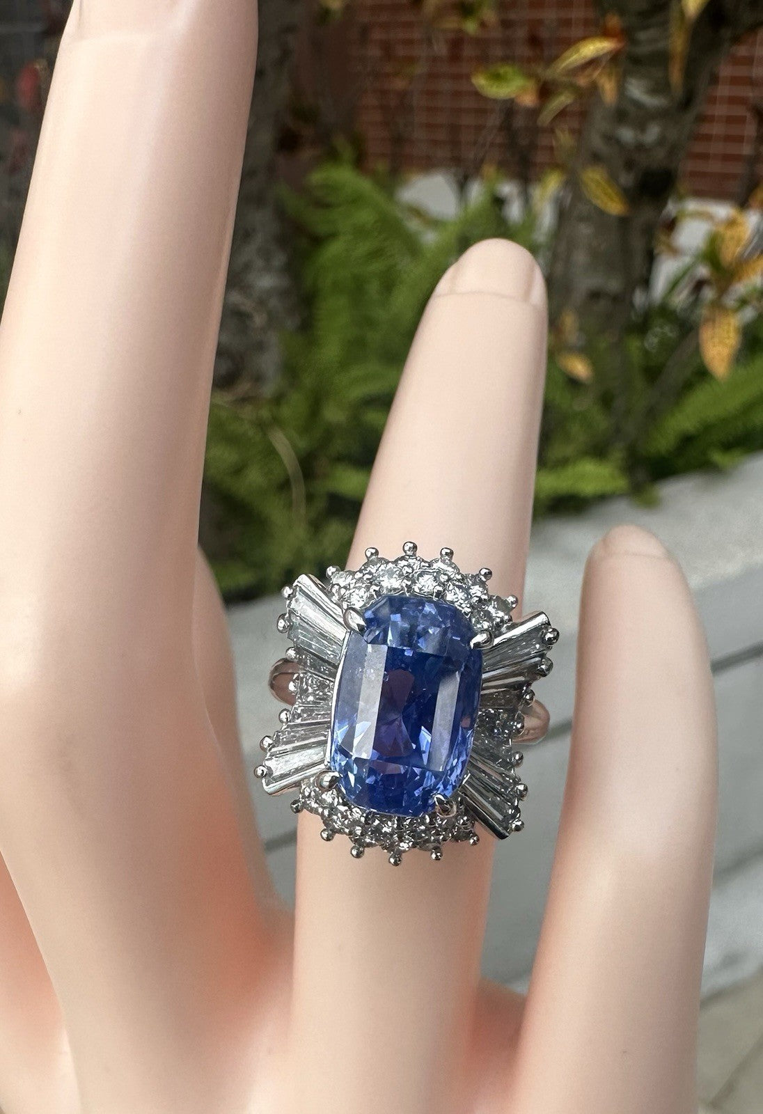 Unheated 7.38ct Blue Sapphire No Heat 18k & Diamond Ring & Cert - Stunning!