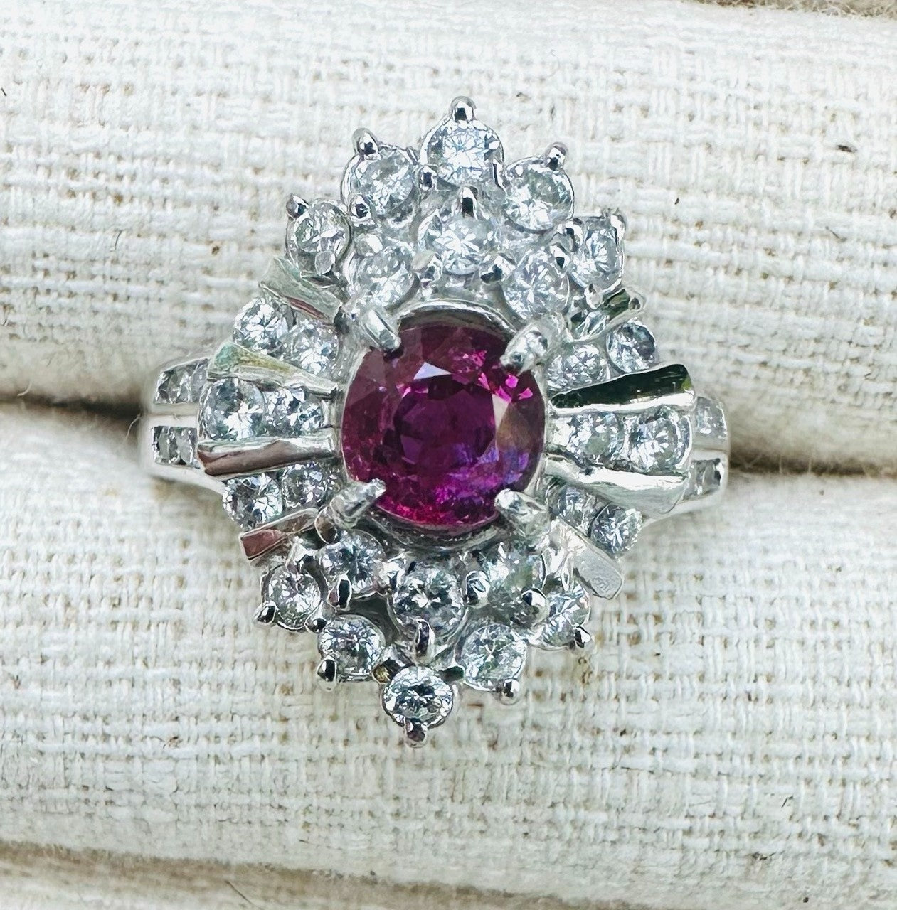 Unheated 1.12ct Burma Ruby Platinum Diamond Ring GIA No Heat - Exquisite!