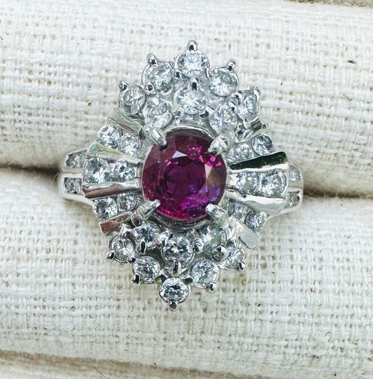 Unheated 1.12ct Burma Ruby Platinum Diamond Ring GIA No Heat - Exquisite!