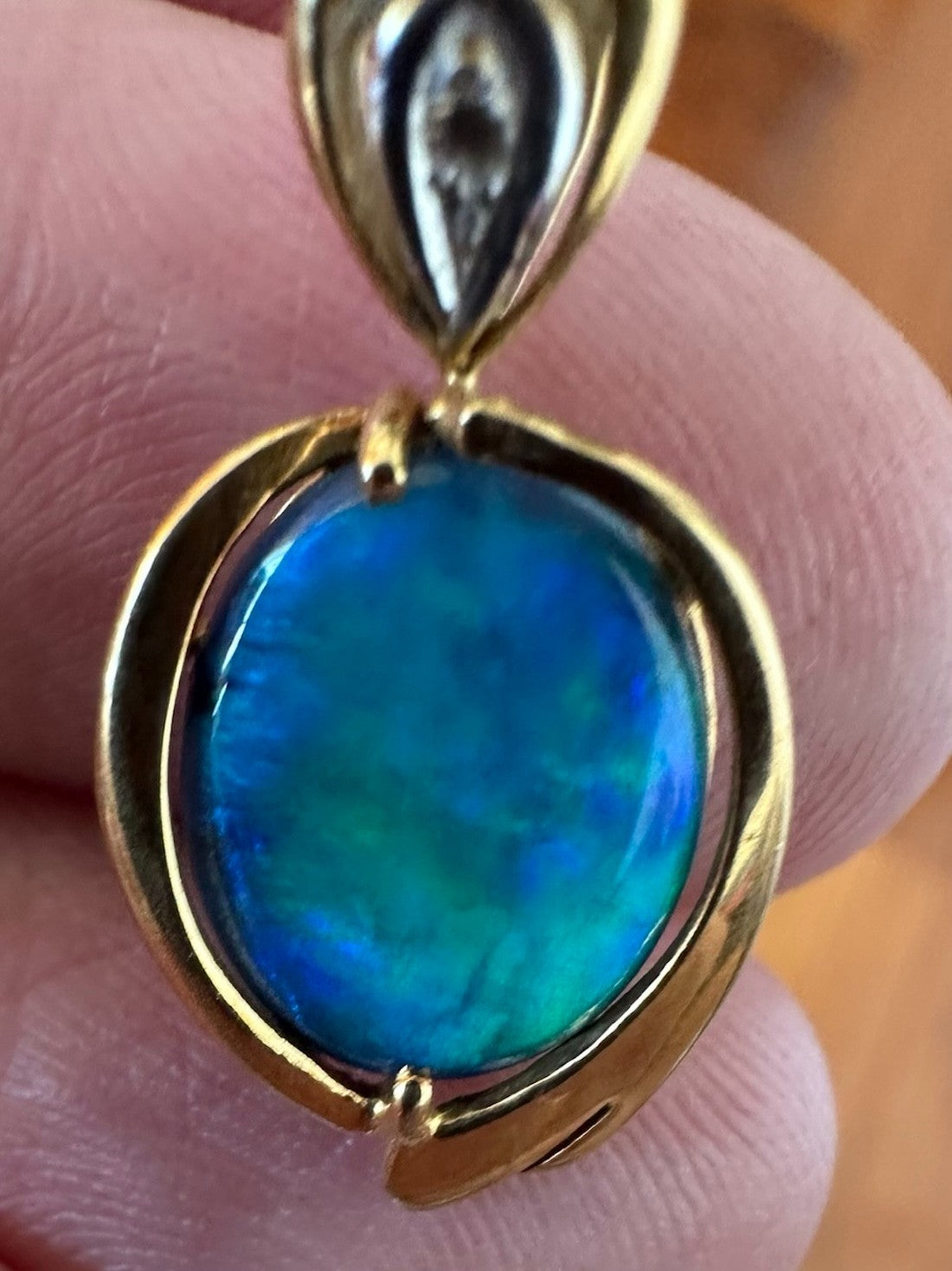 An Exquisite Australian Black Opal & Diamond 18k Pendant
