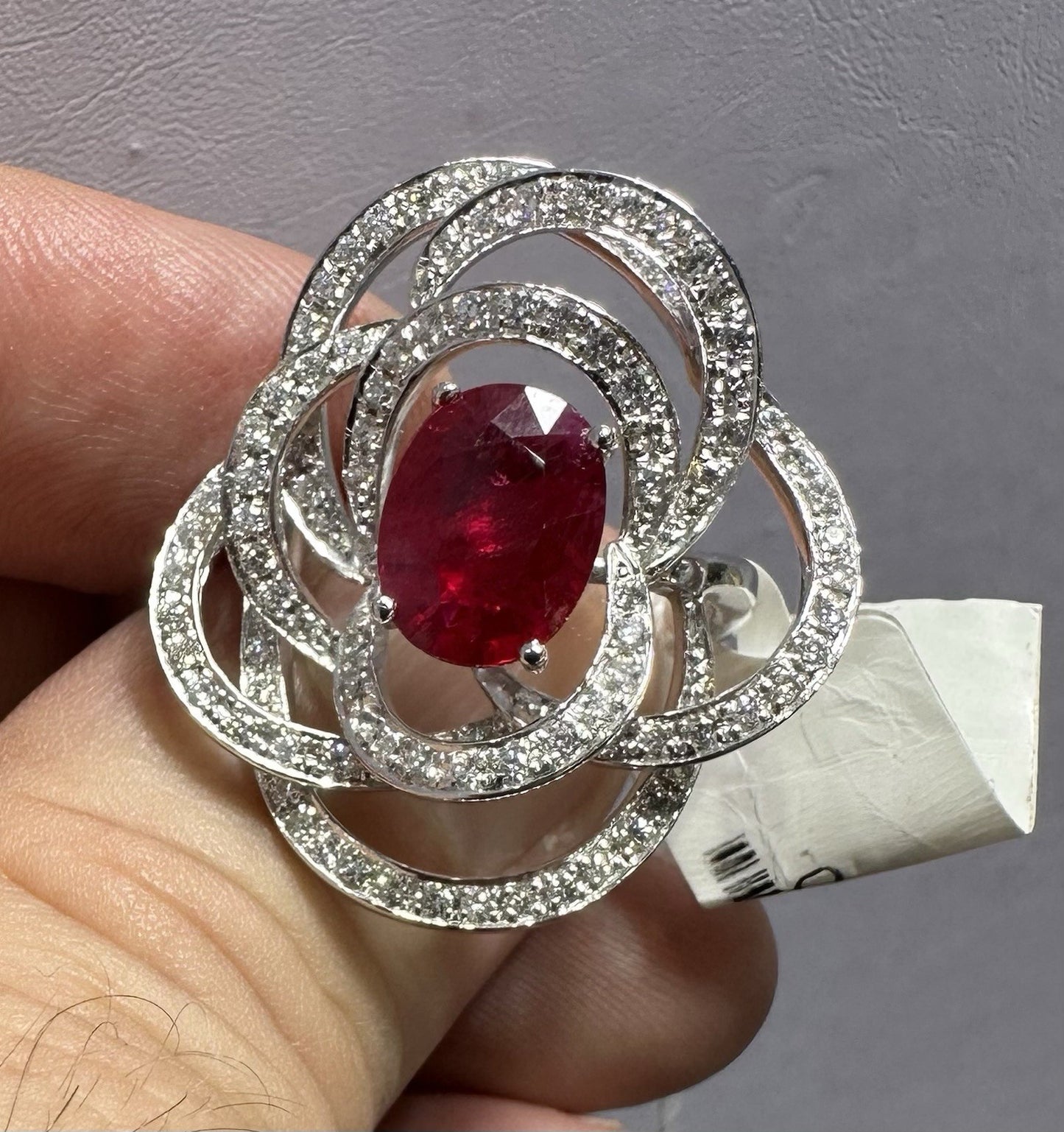An Exquisite 2.53ct Thai Ruby & Diamond Platinum Ring GRS