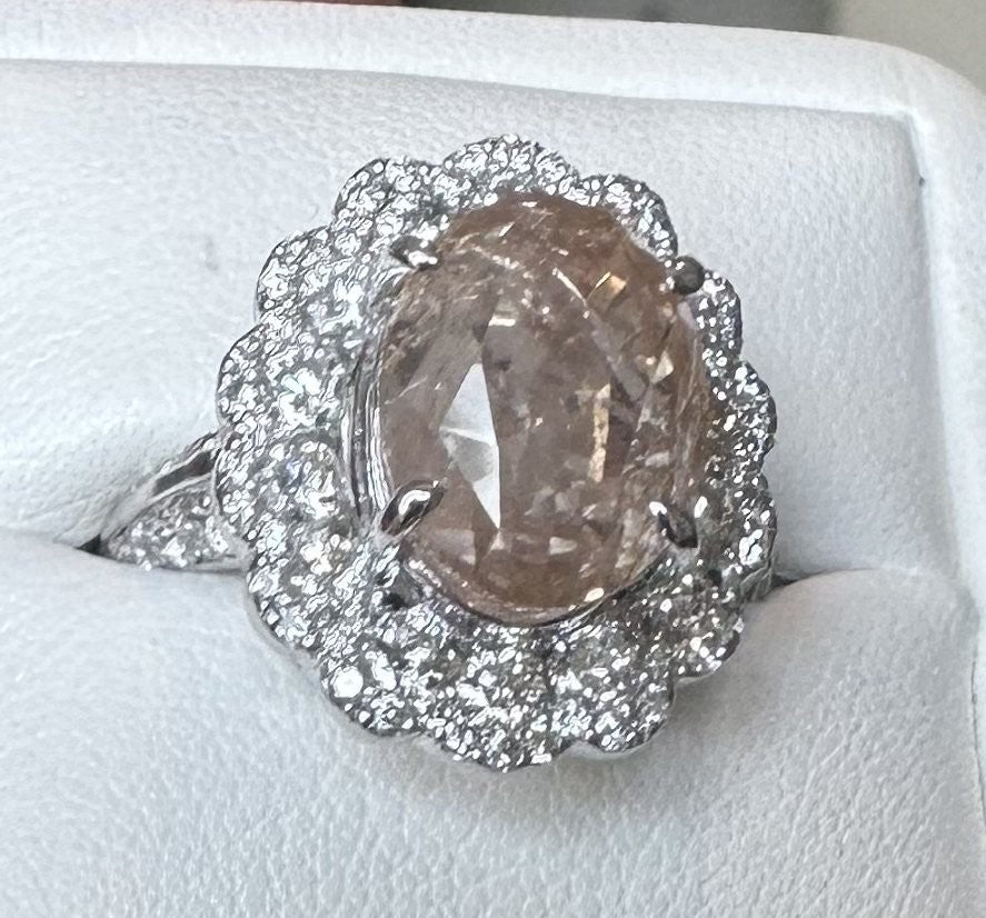 Unheated 9.78ct Padparadscha Sapphire No Heat Ring AIGS Cert- Impressive!