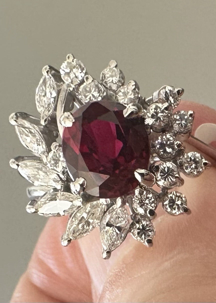2.03ct ‘Pigeon’s  Blood’ Thai Ruby & Diamond Platinum Ring