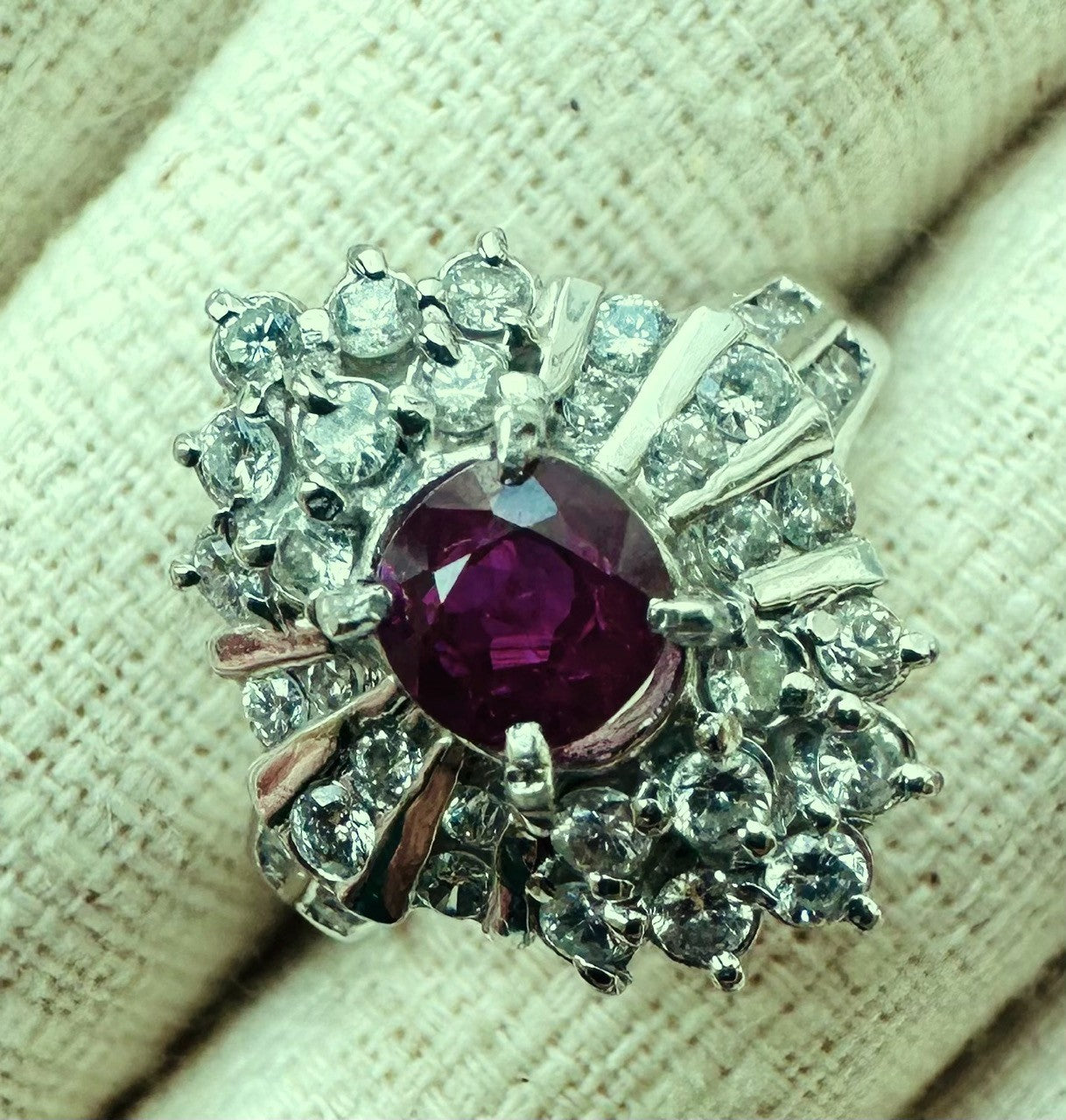 Unheated 1.12ct Burma Ruby Platinum Diamond Ring GIA No Heat - Exquisite!