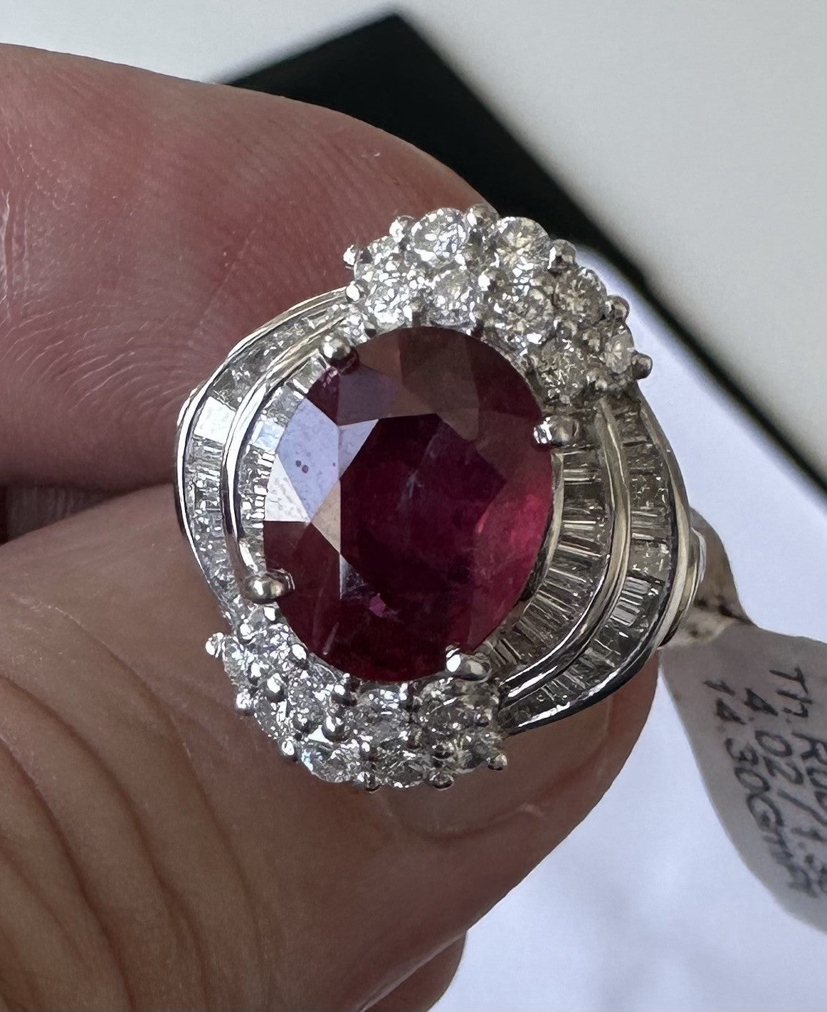 A Magnificent 4.02ct Thai Ruby & Diamond Platinum Ring