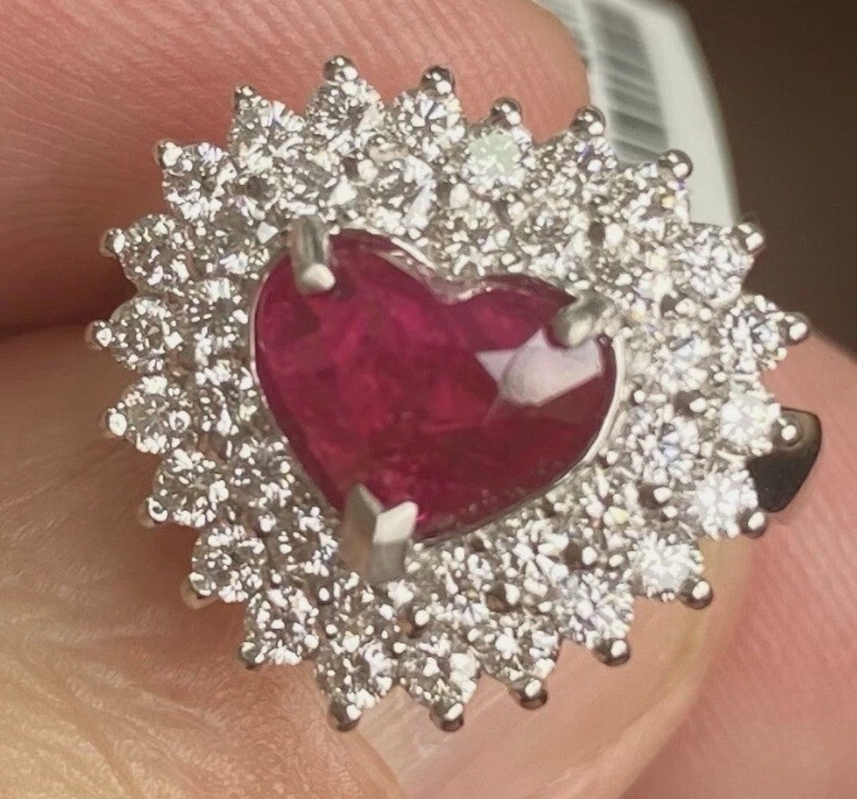 Unheated 2.09ct Burma Ruby & Diamond Platinum Ring + Certificate