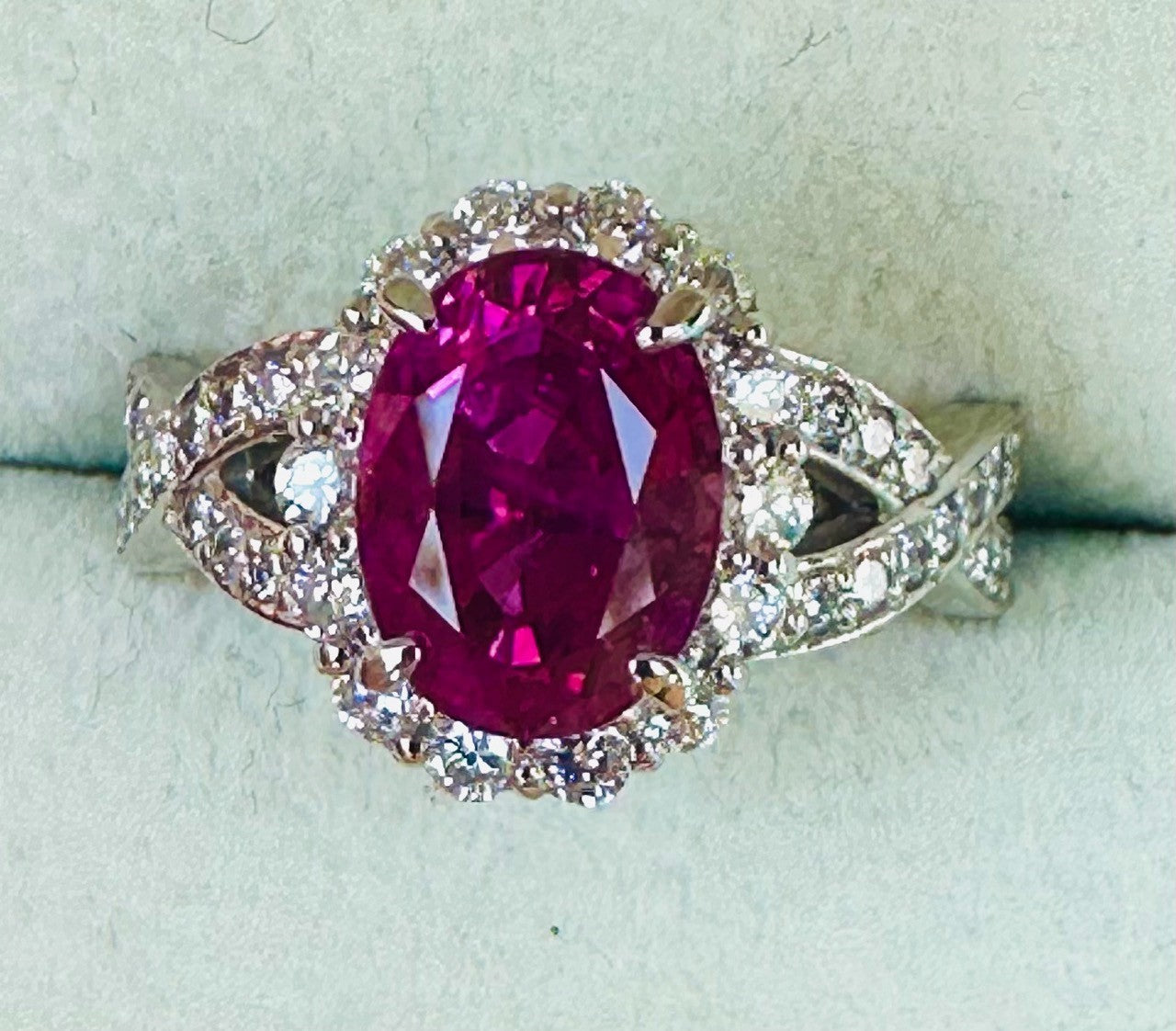 Unheated 3.07ct Burma Pink Sapphire No Heat & Diamond Ring Lotus Certificate