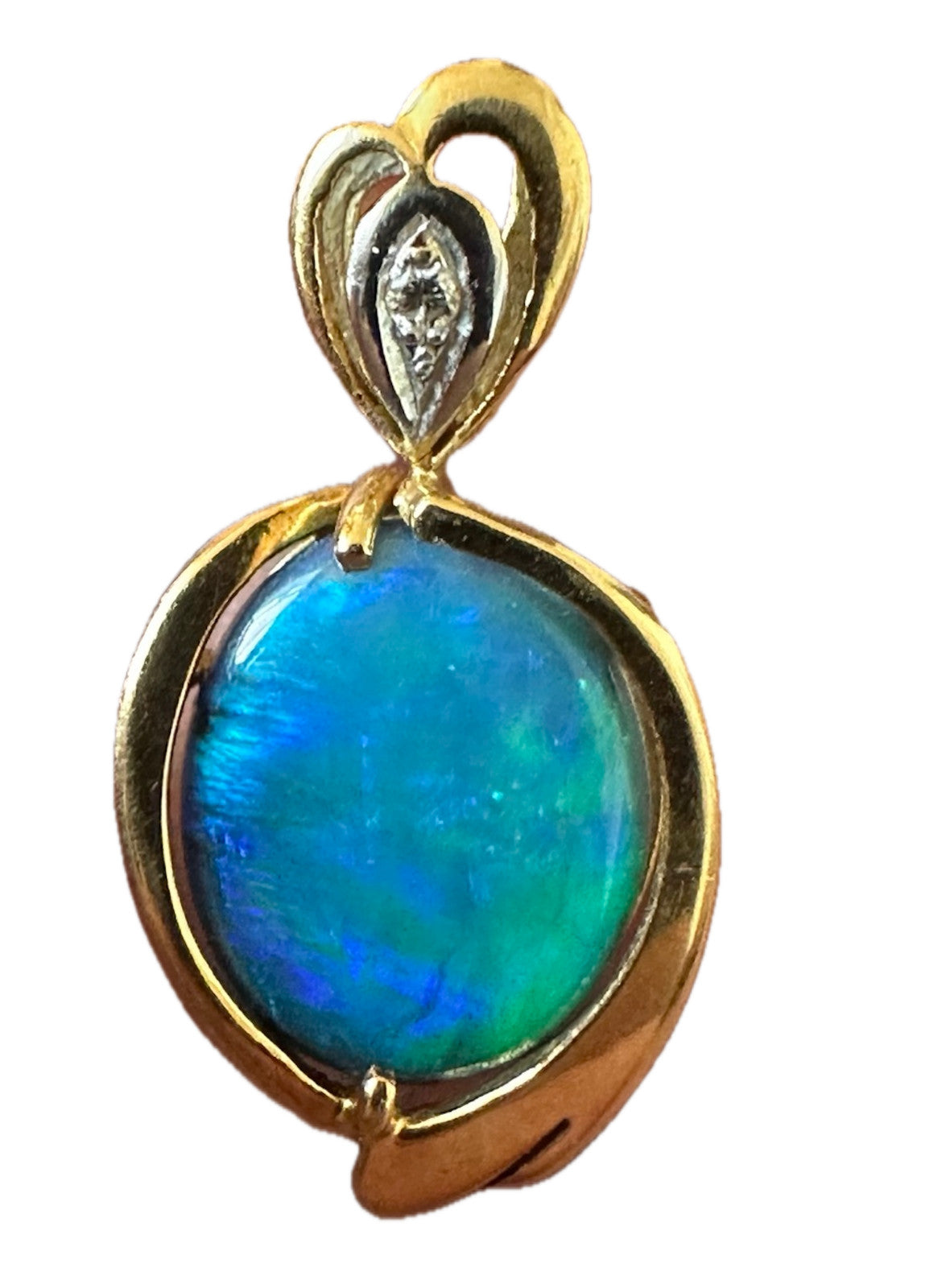 An Exquisite Australian Black Opal & Diamond 18k Pendant