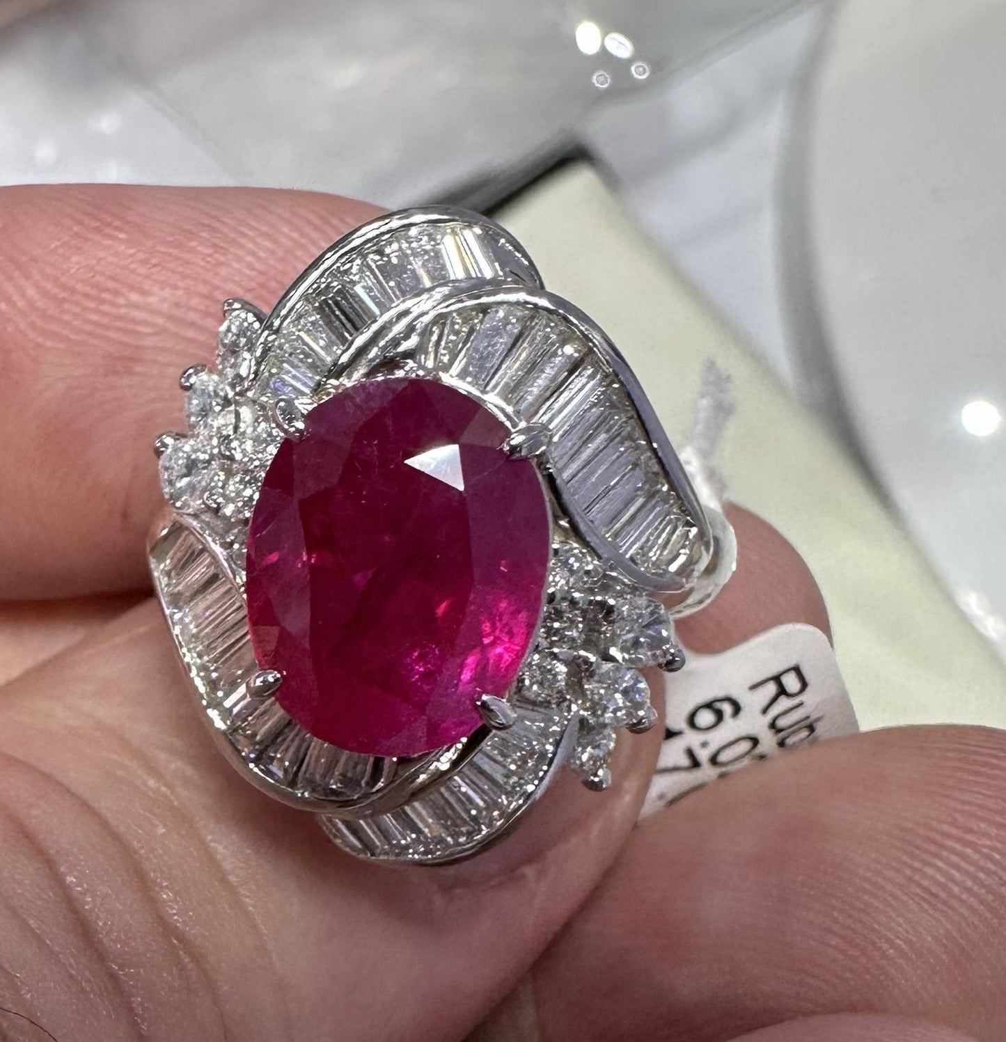 An Immense 6.02ct Burma Ruby & Diamond Ring GIA
