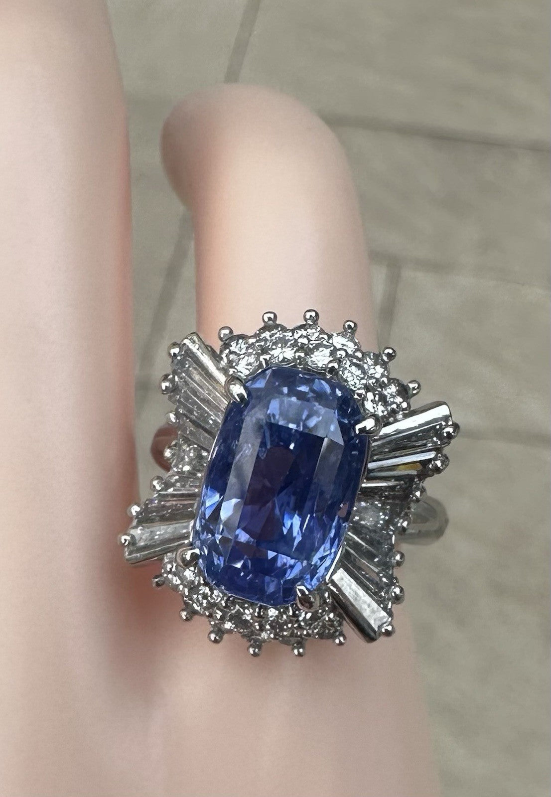 Unheated 7.38ct Blue Sapphire No Heat 18k & Diamond Ring & Cert - Stunning!