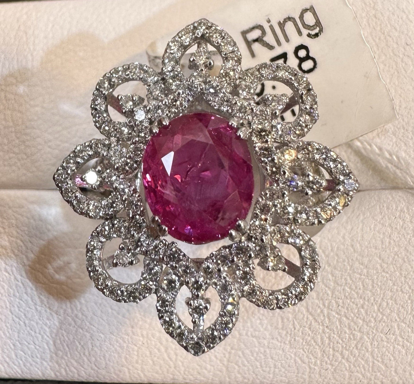 Beautiful Unheated No Heat 1.92ct Burma Ruby & Diamond Ring AIGS