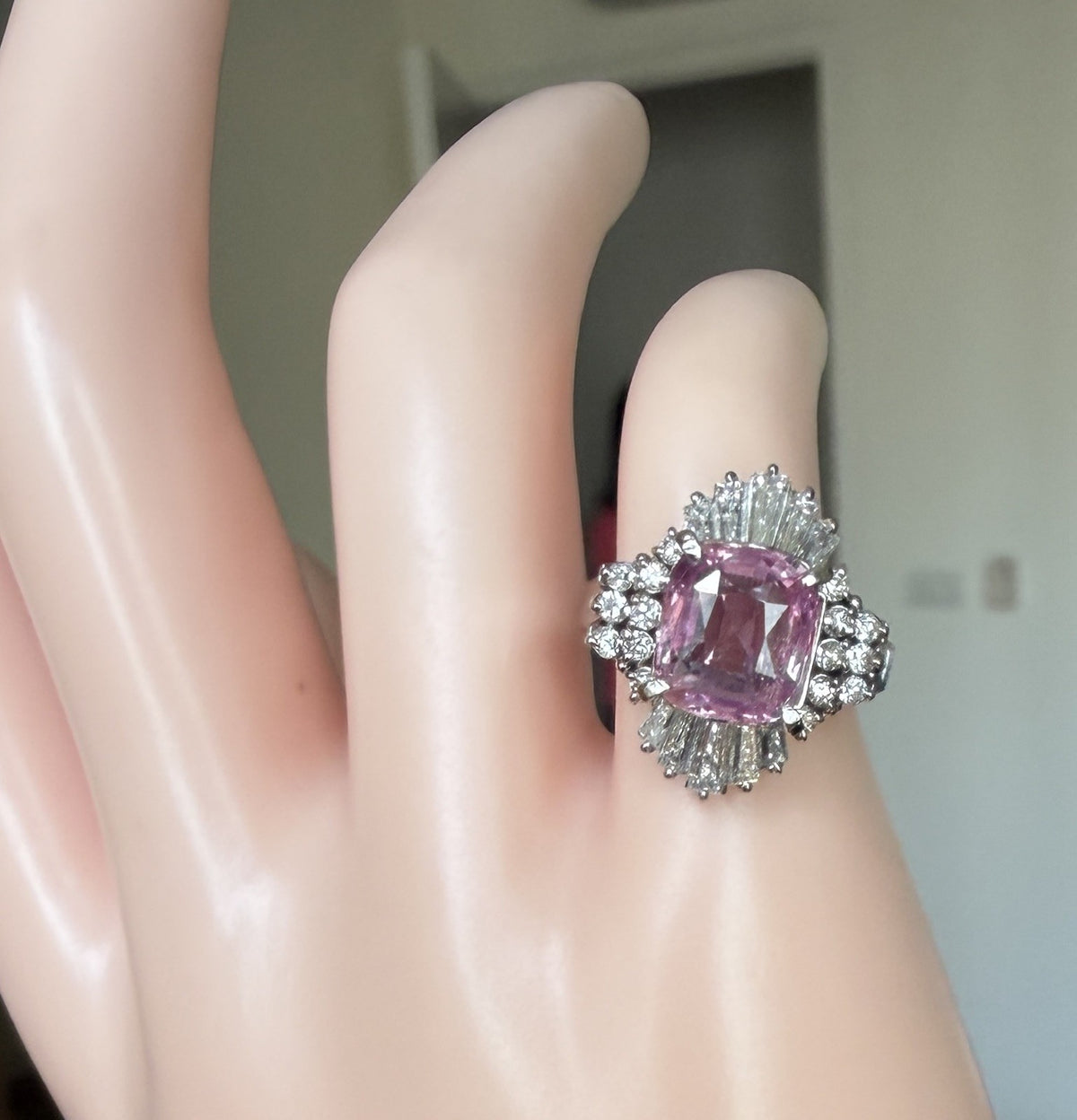 A Superb Unheated 3.64ct Padparadscha Sapphire No Heat Ring AIGS