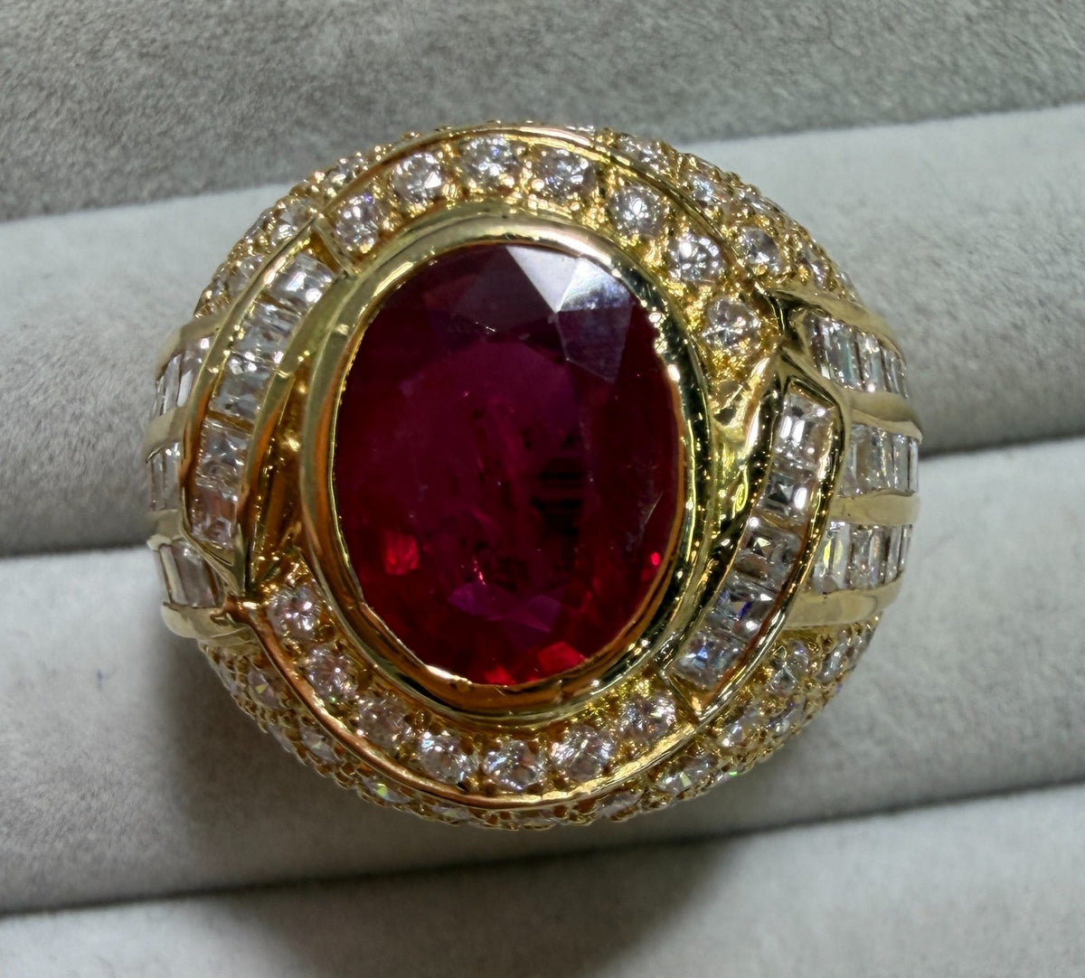 A Magnificent 4.16ct Thai Ruby & Diamond Platinum Mens Ring