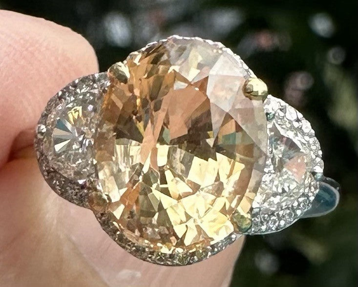 A Magnificent No Heat Unheated 5.64ct Padparadscha Sapphire Ring & Lotus Cert