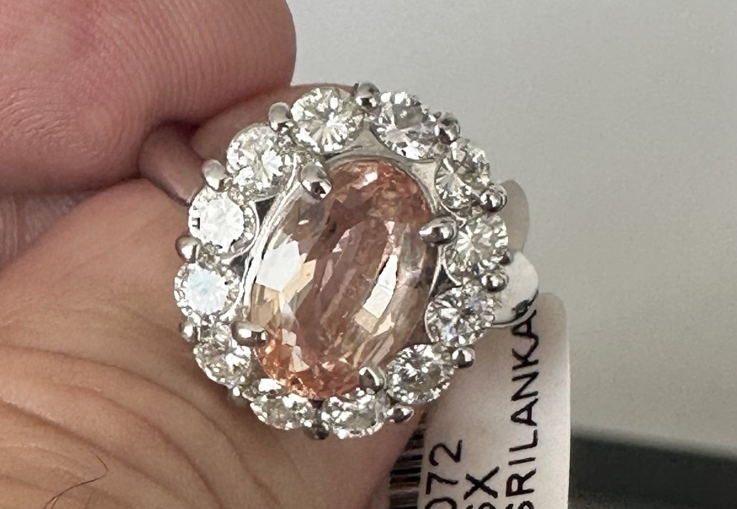 An Extraordinary Unheated 3.91ct Padparadscha Sapphire & Diamond Ring GIA