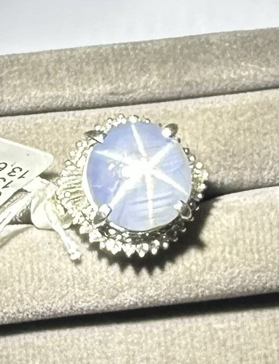 An Immense Sri Lanka 13.25ct Star Sapphire & Diamond Platinum Ring