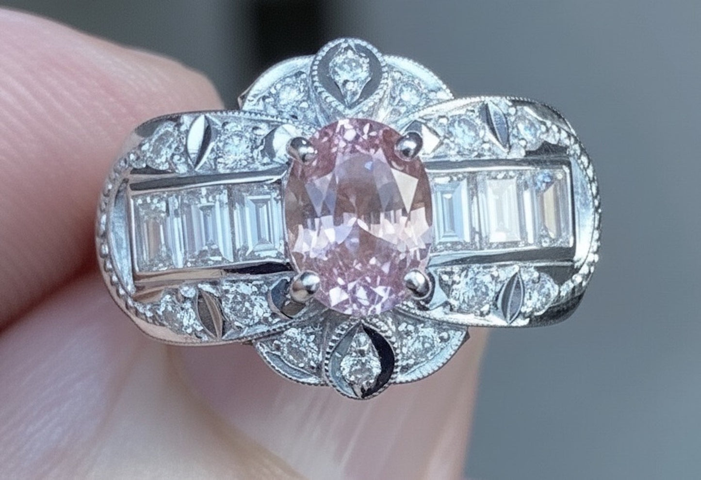 Unheated 1.23ct Padparadscha Sapphire & Diamond Ring GIA - Extraordinary!