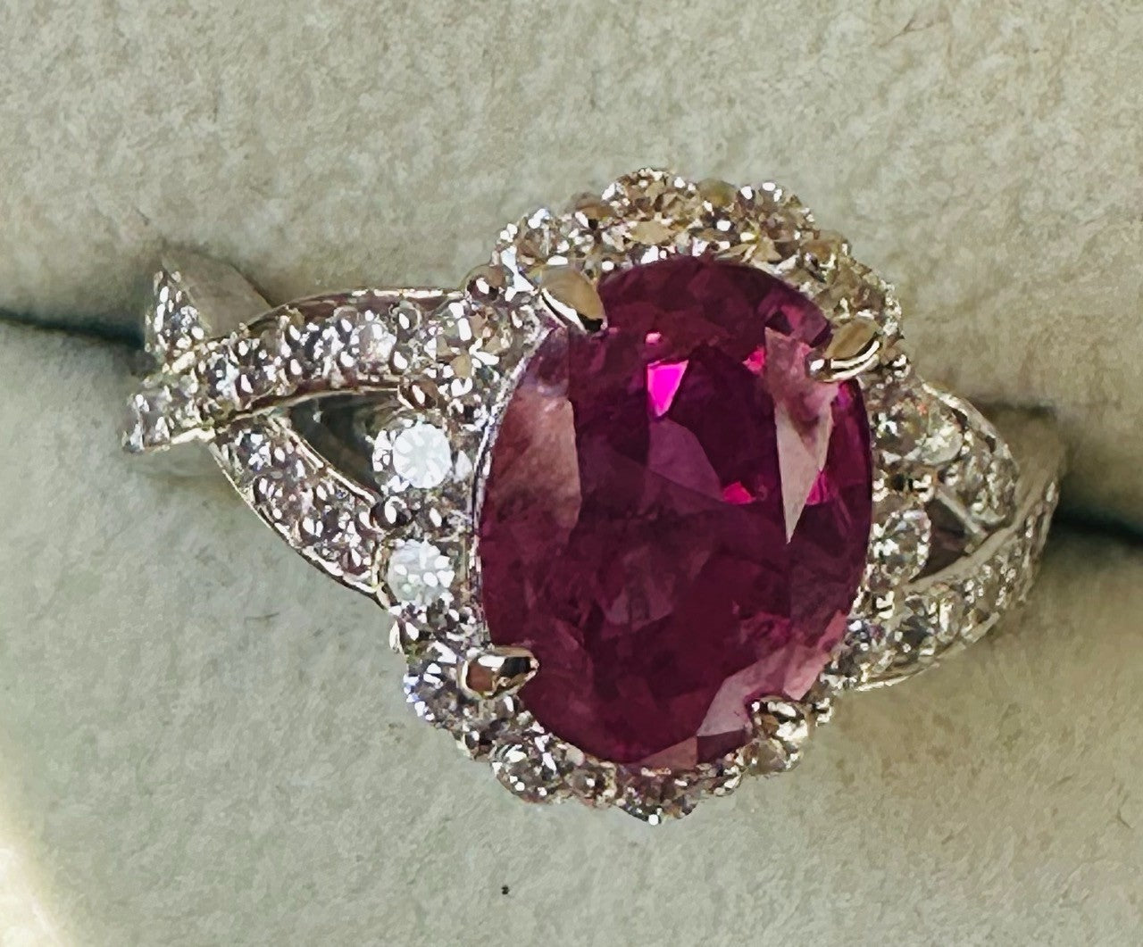 Unheated 3.07ct Burma Pink Sapphire No Heat & Diamond Ring Lotus Certificate