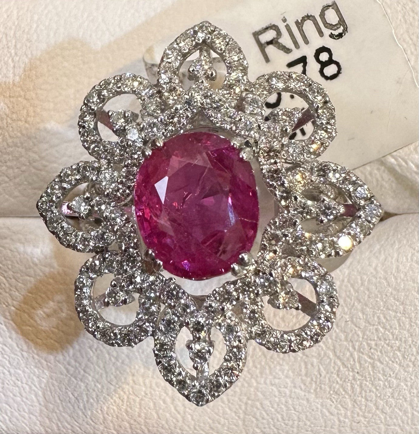 Beautiful Unheated No Heat 1.92ct Burma Ruby & Diamond Ring AIGS