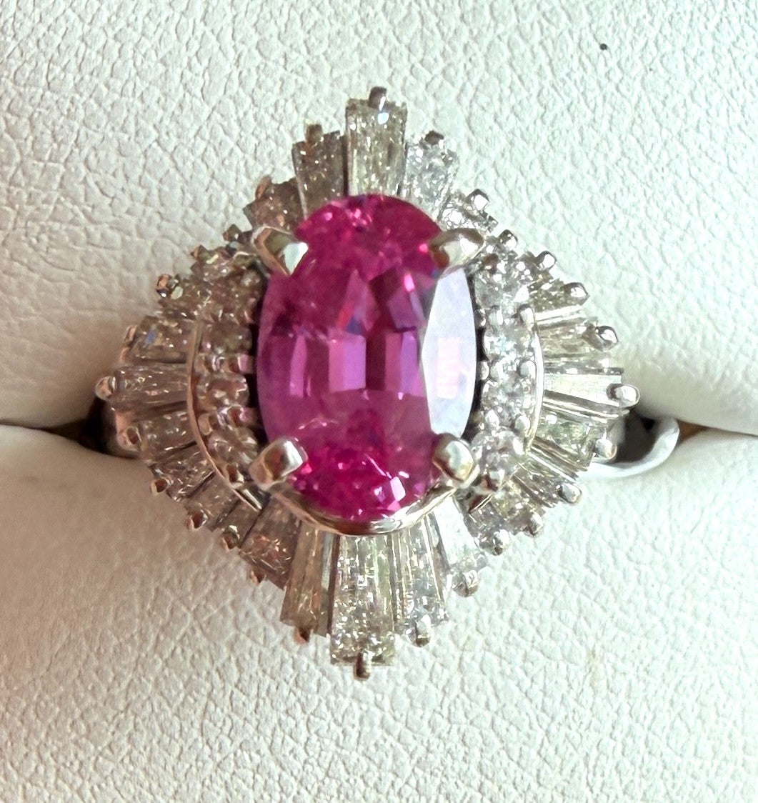 A Stunning 2.44ct Fuschia Pink Sapphire & Diamond Ring