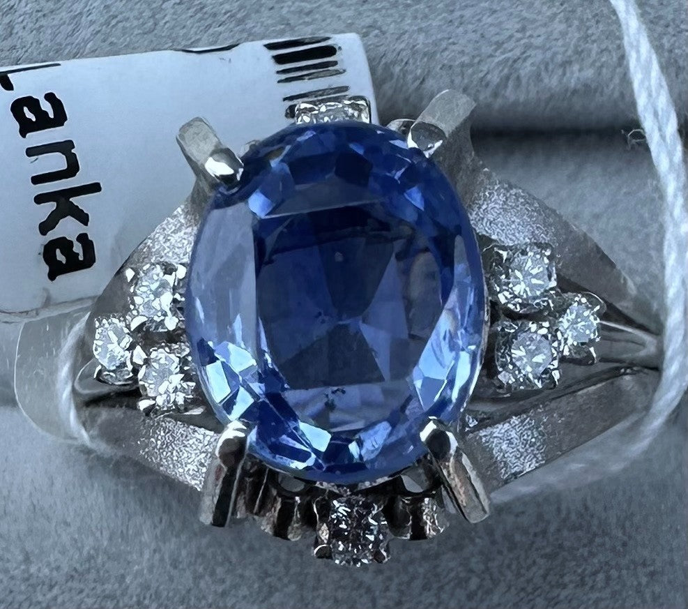 Sensational Unheated 2.91ct Blue Sapphire Platinum & Diamond Ring