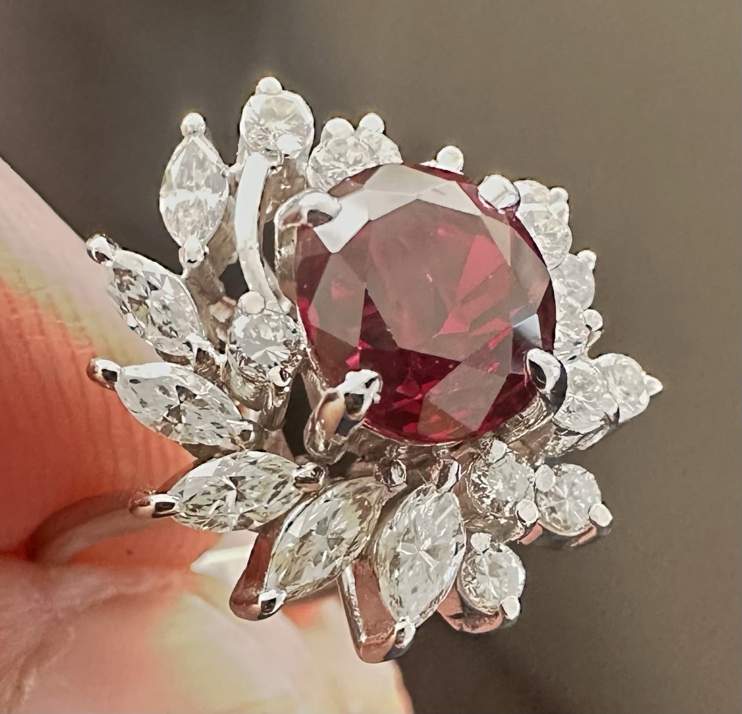 2.03ct ‘Pigeon’s  Blood’ Thai Ruby & Diamond Platinum Ring